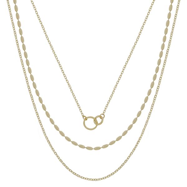 DOUBLE LINKED LAYERED METAL SHORT NECKLACE