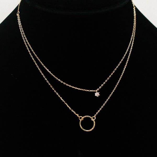 SECRET BOX 2 LINE LAYERED CHAIN NECKLACE WITH CZ