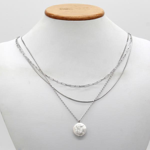 MULTI CHAIN LAYER FRESHWATER PEARL PENDANT NECKLACE