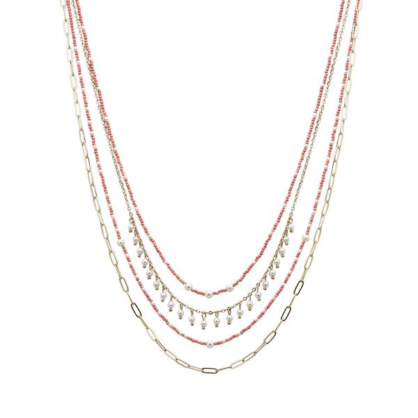 4 ROW SEED BEAD AND PEARL NECKLACE