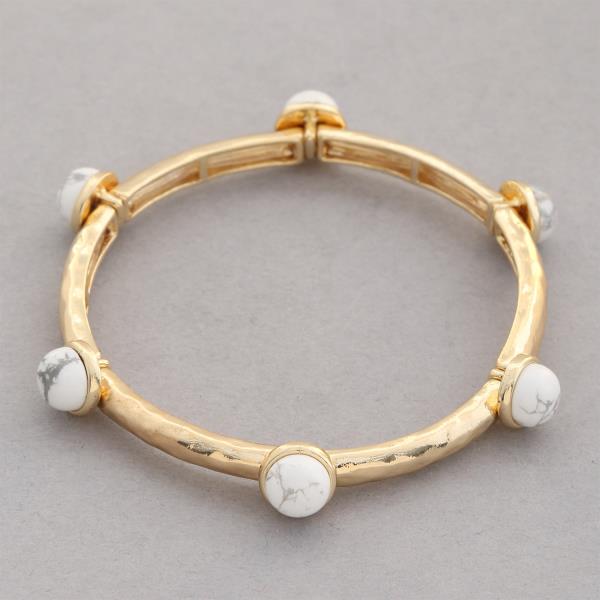 FASHION STONE STRETCH METAL BAR BRACELET