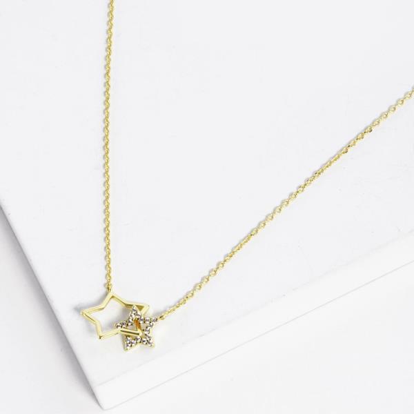GOLD DIPPED CZ STAR DAINTY NECKLACE
