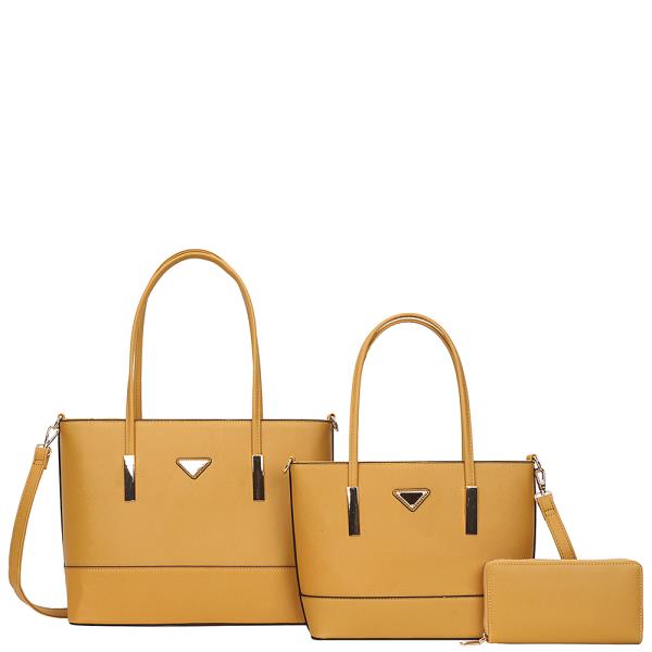 3IN1 SMOOTH TOTE WITH MATCHING BAG AND WALLET SET