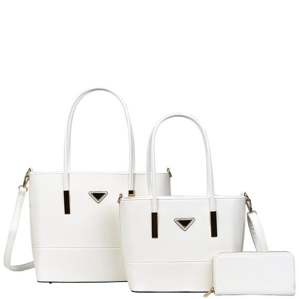3IN1 SMOOTH TOTE WITH MATCHING BAG AND WALLET SET