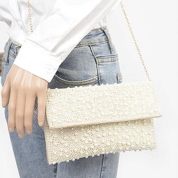 FASHION ALL OVER PEARL CROSSBODY CLUTCH BAG