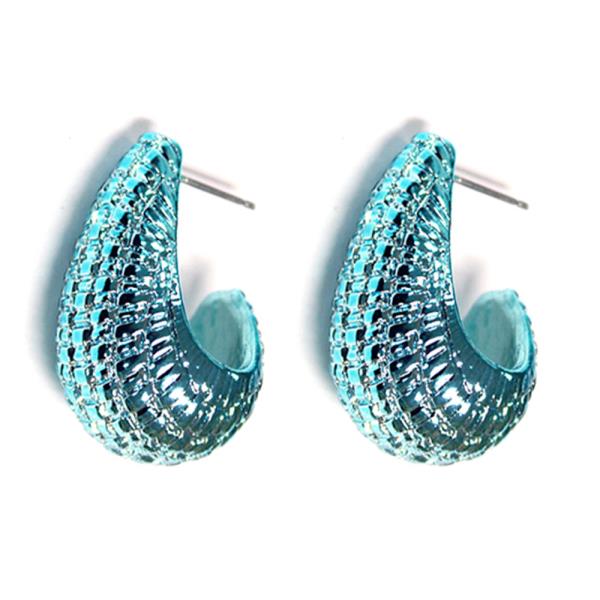 COLOR COATED TEXTURED TEARDROP DOME EARRING