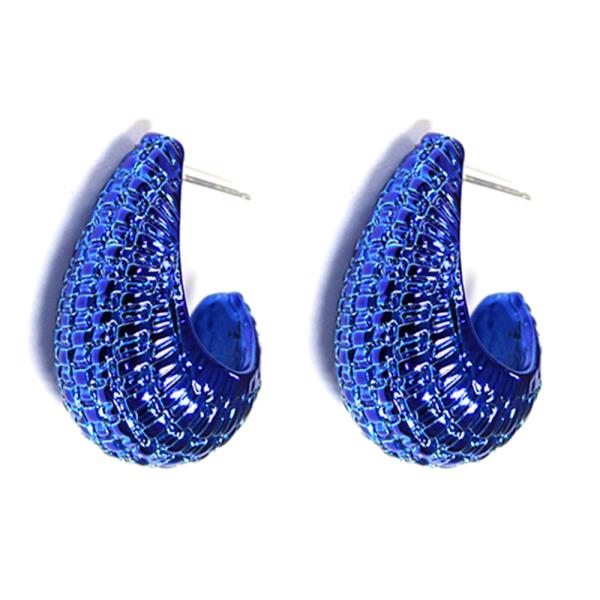 COLOR COATED TEXTURED TEARDROP DOME EARRING