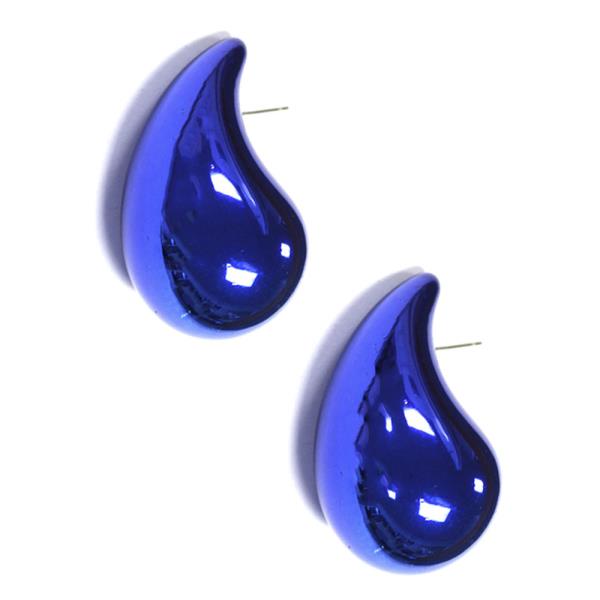 METALLIC COLOR COATED TEARDROP DOME EARRING