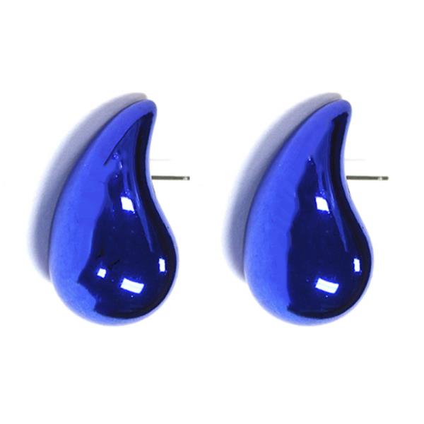 METALLIC COLOR COATED TEARDROP DOME EARRING