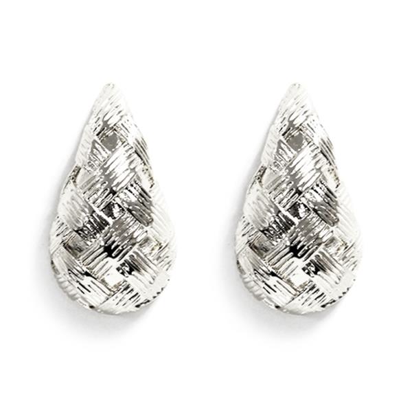 WOVEN PATTERN TEARDROP METAL EARRING
