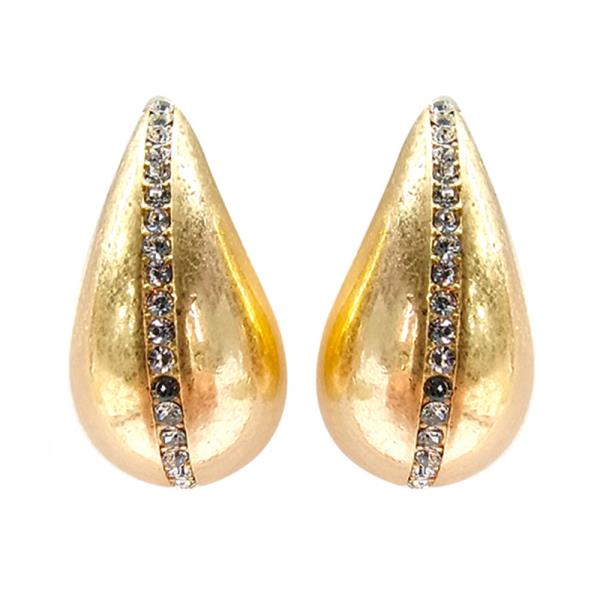 RHINESTONE METAL TEARDROP EARRING