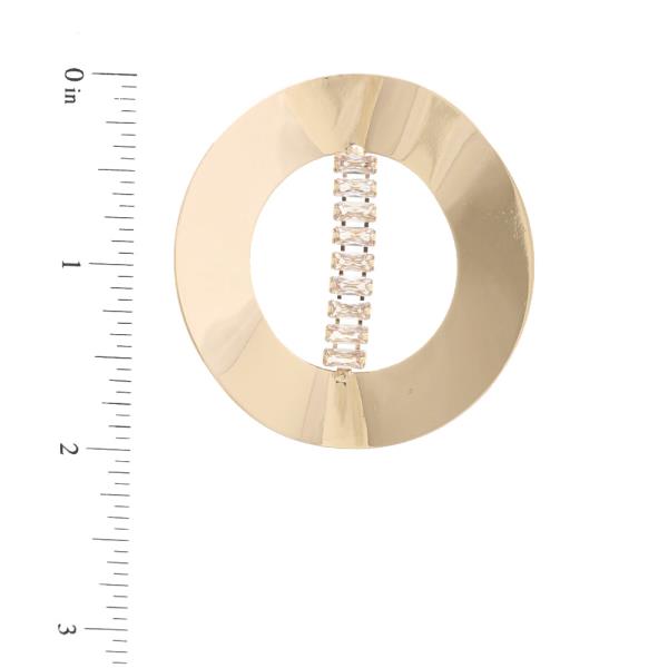 BENT ROUND METAL RHINESTONE BAR EARRING