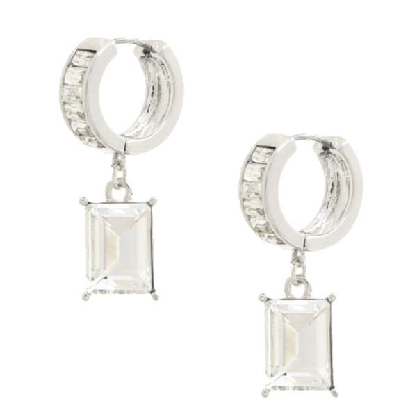RECTANGLE CRYSTAL HUGGIE EARRING