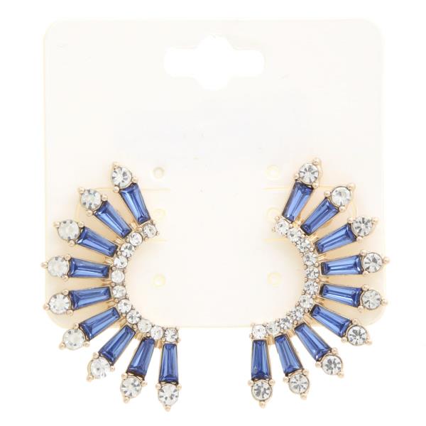 RHINESTONE HALF CIRCLE EARRING