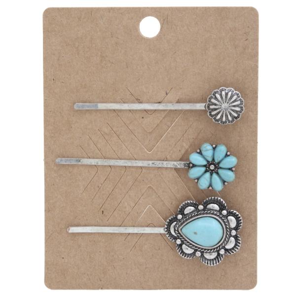 WESTERN FLOWER CONCHO ASSORTED HAIR PIN