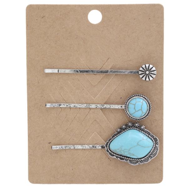 WESTERN TURQUOISE BEAD ASSORTED HAIR PIN