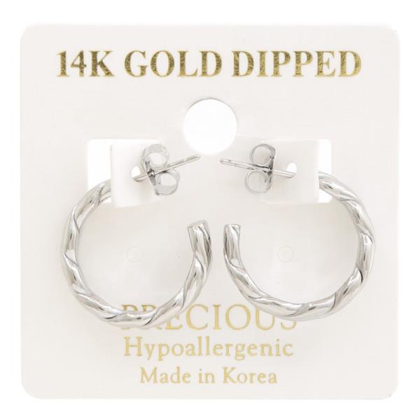 14K GOLD DIPPED TWISTED LINED HYPOALLERGENIC EARRING
