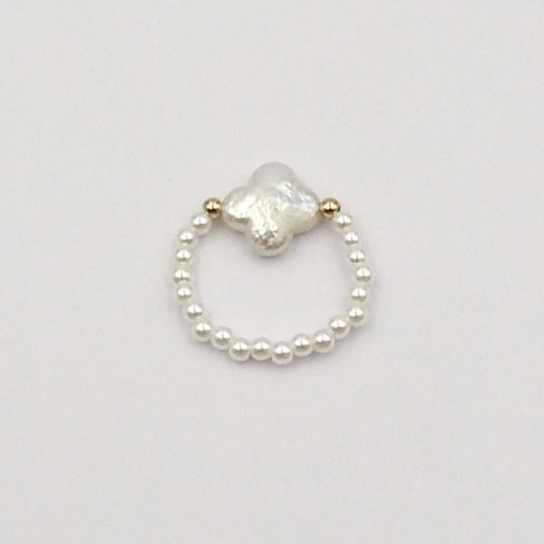 FWP CLOVER PEARL STRETCH RING