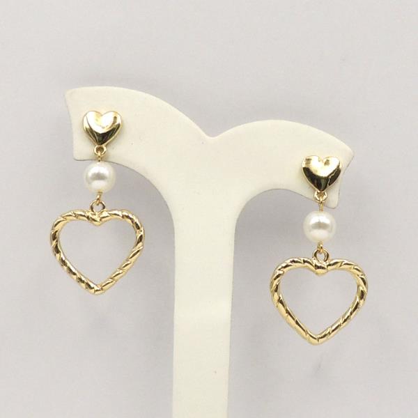 3 OPEN HEART AND PEARL DROP EARRING