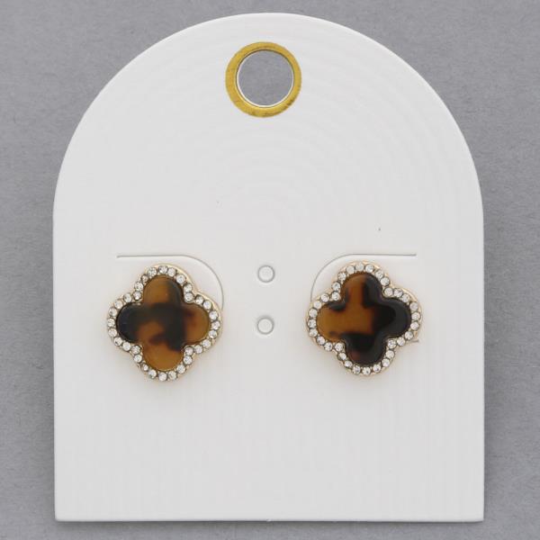 MOP FLOWER GLASS OUTLINE STUD EARRING