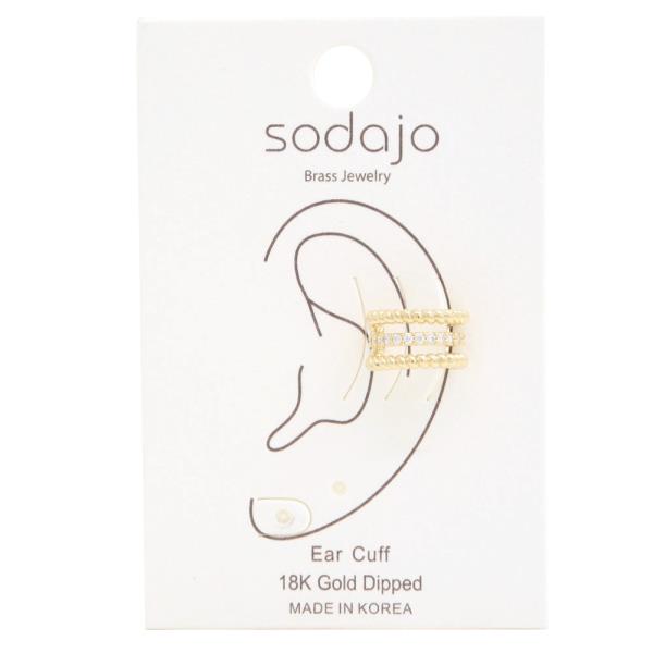 SODAJO TRIPLE HOOP 18K GOLD DIPPED BRASS EAR CUFF
