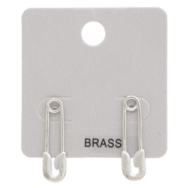 SAFETY PIN BRASS METAL EARRING