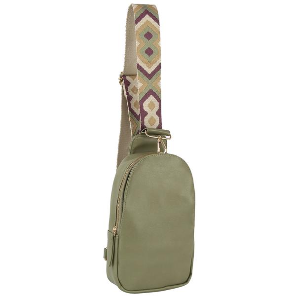 SMOOTH ZIPPER SLING CROSSBODY WITH GUITAR STRAP