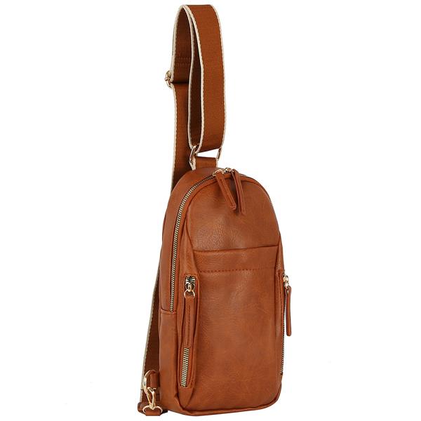 SMOOTH ZIPPER SLING CROSSBODY BAG