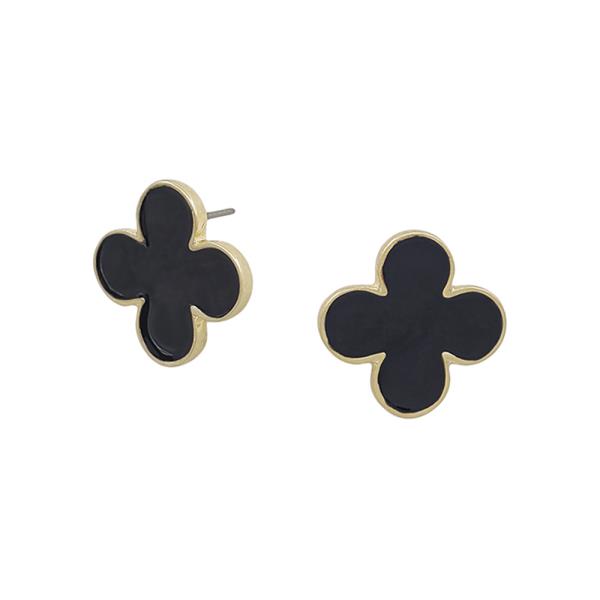15MM SMALL CLOVER COLOR ACCENT POST EARRINGS