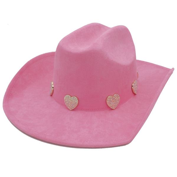 RS PAVE HEART MICROSUEDE COWBOY HAT