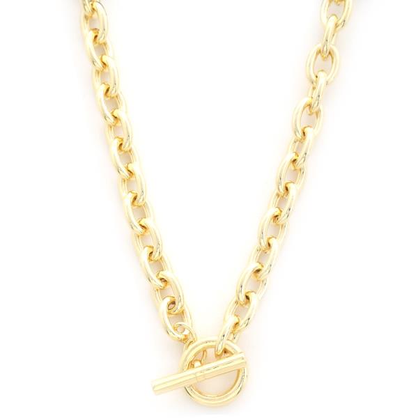 SODAJO OVAL LINK TOGGLE CLASP GOLD DIPPED NECKLACE