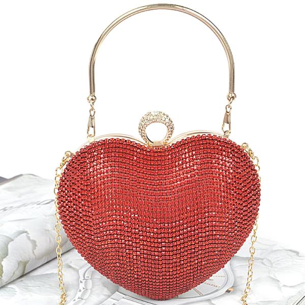 RHINESTONE HEART SHAPE PARTY CLUTCH