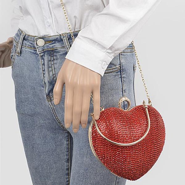 RHINESTONE HEART SHAPE PARTY CLUTCH