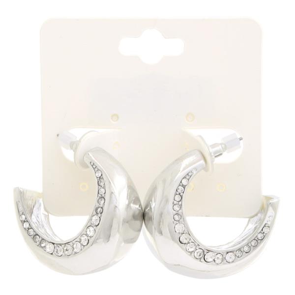 RHINESTONE OPEN CIRCLE EARRING