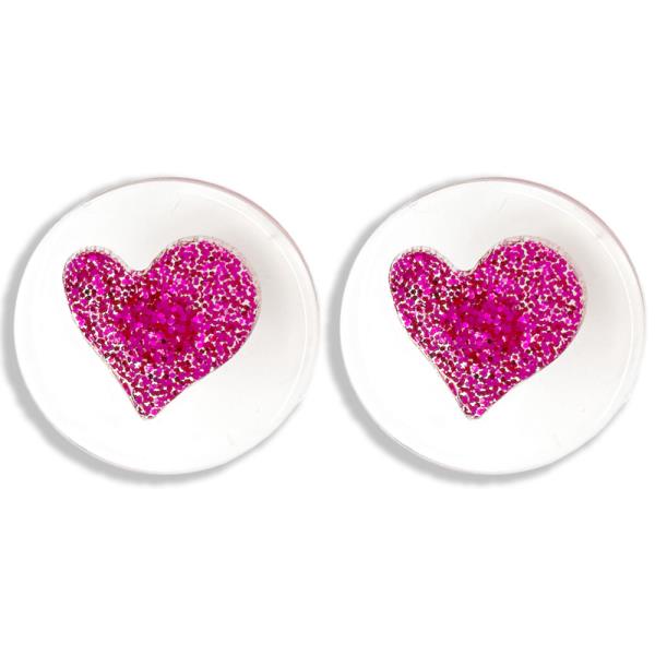 CELLULOID ROUND HEART EARRING