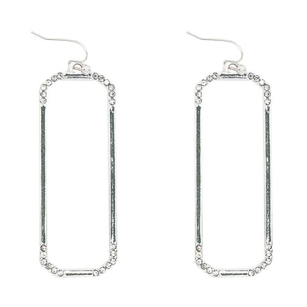 BRASS METAL RECTANGLE DANGLE EARRING