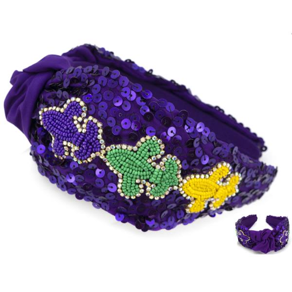 SEED BEAD SEQUIN FLUER DE LIS HEADBAND