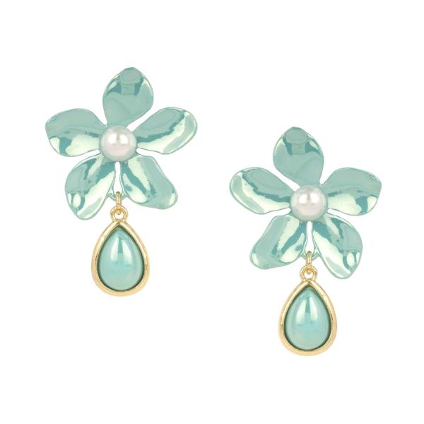 PEARL ABCOATING FLOWER POST EARRING