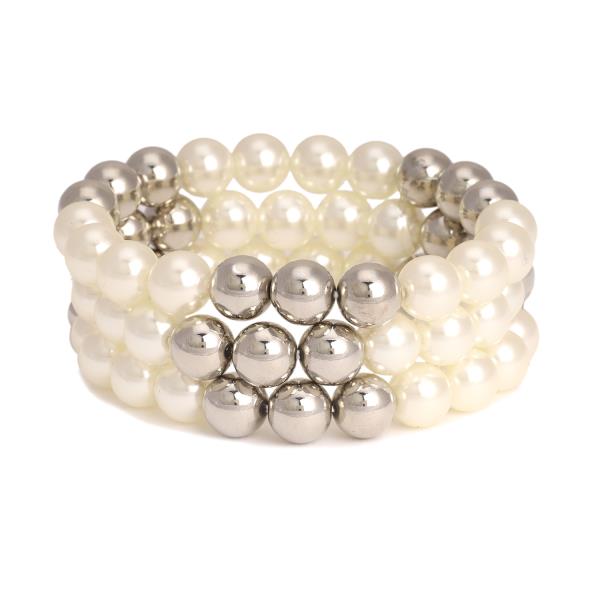 PEARL CCB MULTI STACKABLE ELASTIC BRACELET