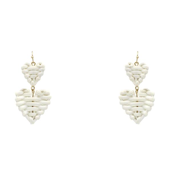 RATTAN 2 DROP HEART EARRING