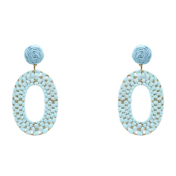 RAFFIA BRAIDED OVAL EARRING
