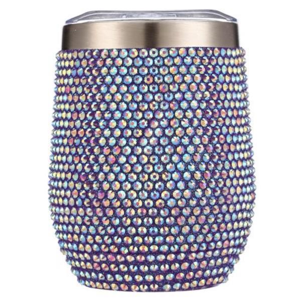 RHINESTONE BLING WINE SIPPER TUMBLER WITH LID