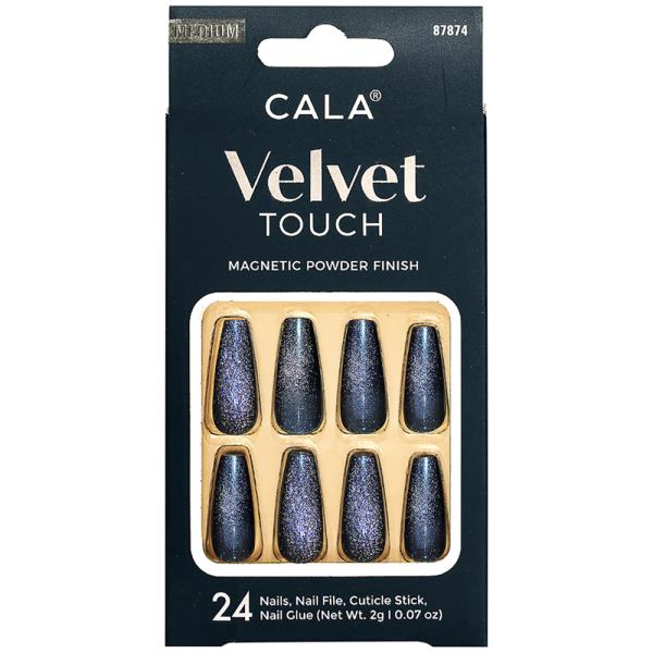 CALA VELVET TOUCH COFFIN TEAL GREEN CATEYE NAIL DECORATION SET