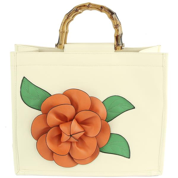 FASHION FLOWER WOODEN HANDLE BAG