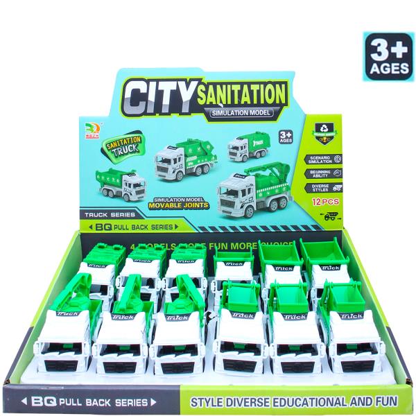CITY SANITATION SIMULATION MODEL TRUCK SERIES TOY (12 UNITS)