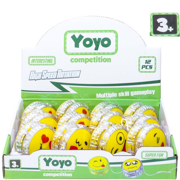 HIGH SPEED ROTATION EMOJI FACE YOYO COMPETITION TOY (12 UNITS)