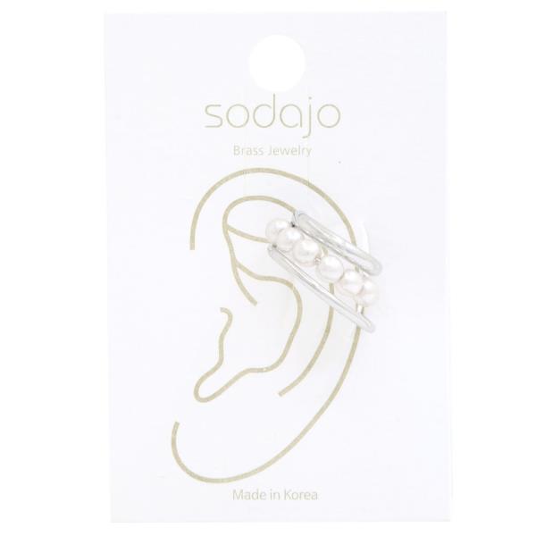 SODAJO GOLD DIPPED  PEARL BEAD METAL EAR CUFF