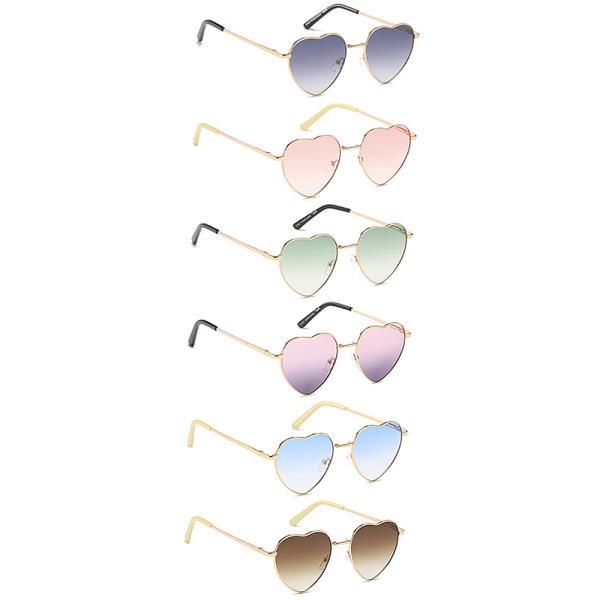 HEART COLORED LENS SUNGLASSES 1DZ