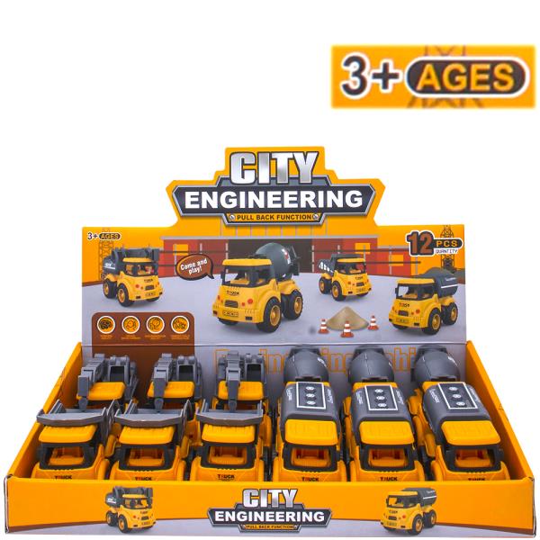 CITY ENGINEERING PULL BACK FUNCTION CAR TOY (12 UNITS)