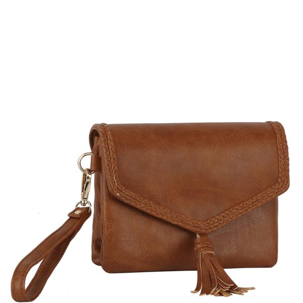 FASHION SMOOTH TASSEL CLUTCH CROSSBODY BAG